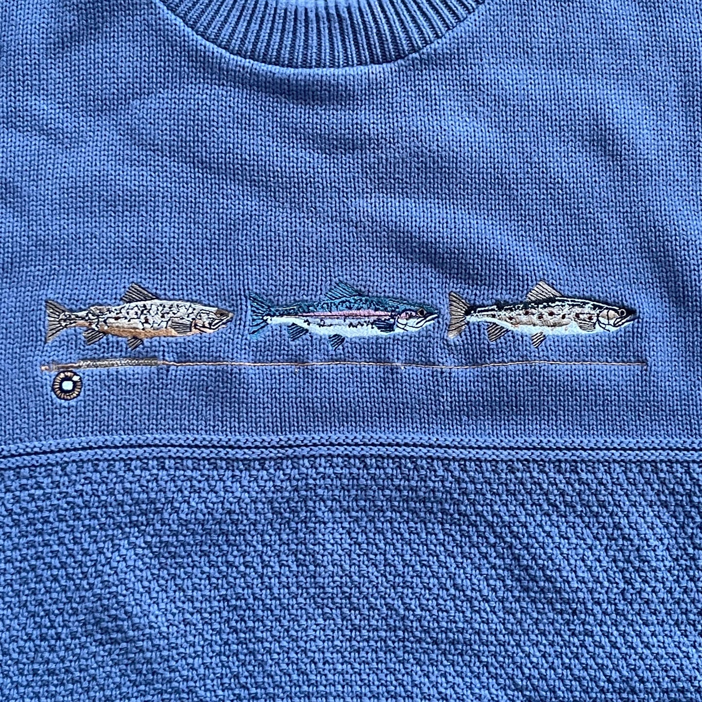 Vintage Orvis Embroidered 3 Trout Sweater