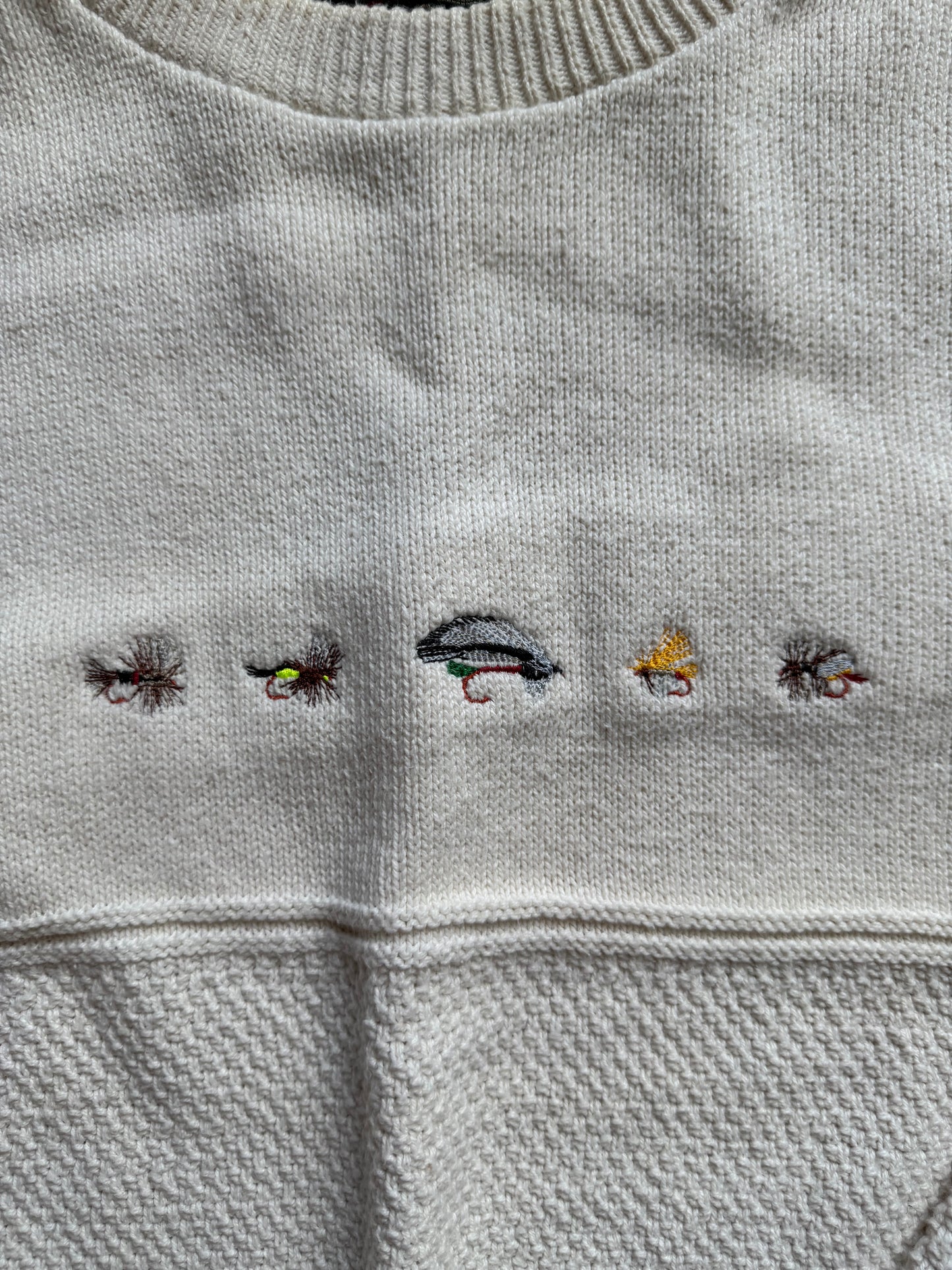 Vintage Orvis Embroidered 5 Fly Sweater