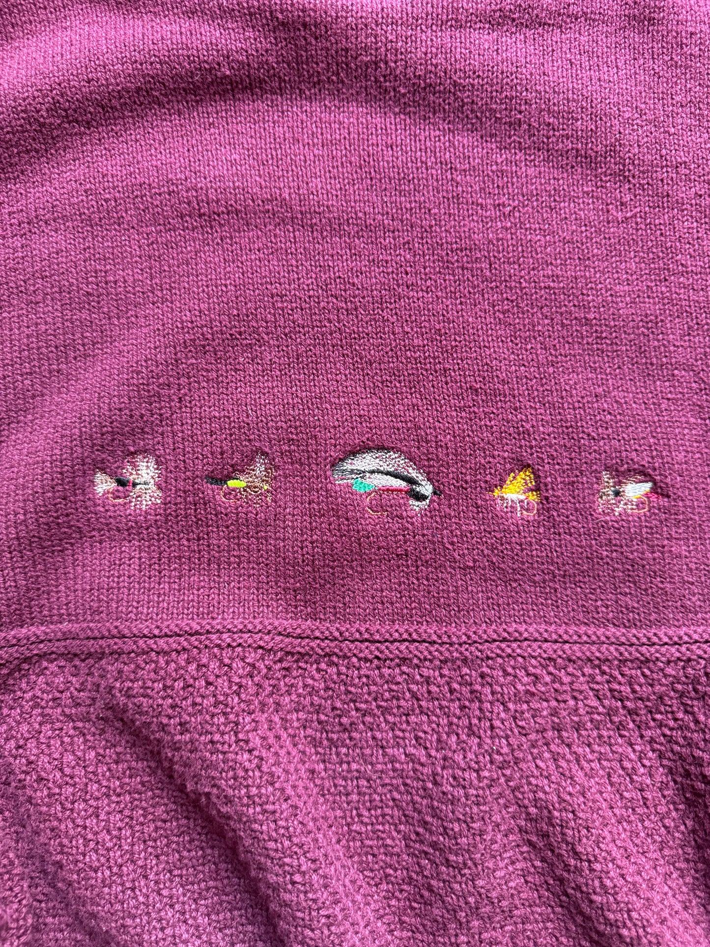 Vintage Orvis Embroidered 5 Fly Sweater