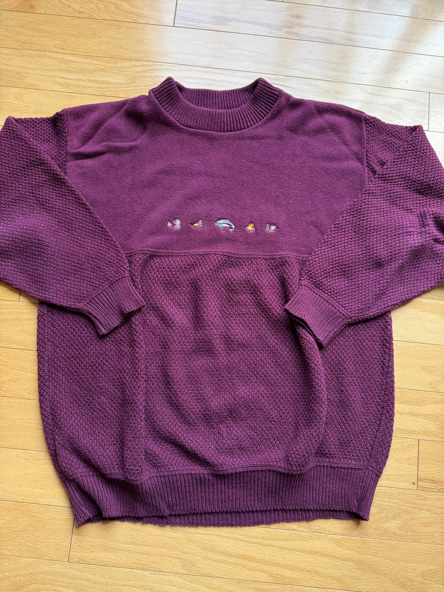 Vintage Orvis Embroidered 5 Fly Sweater