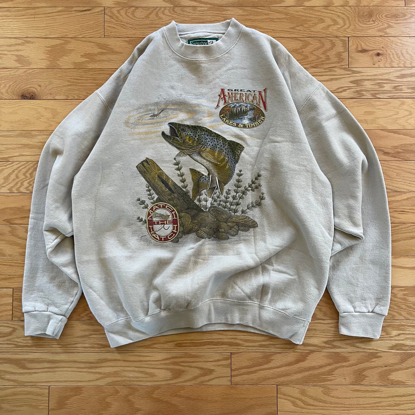 Vintage Snowshoe Thompson Brown Trout Crew