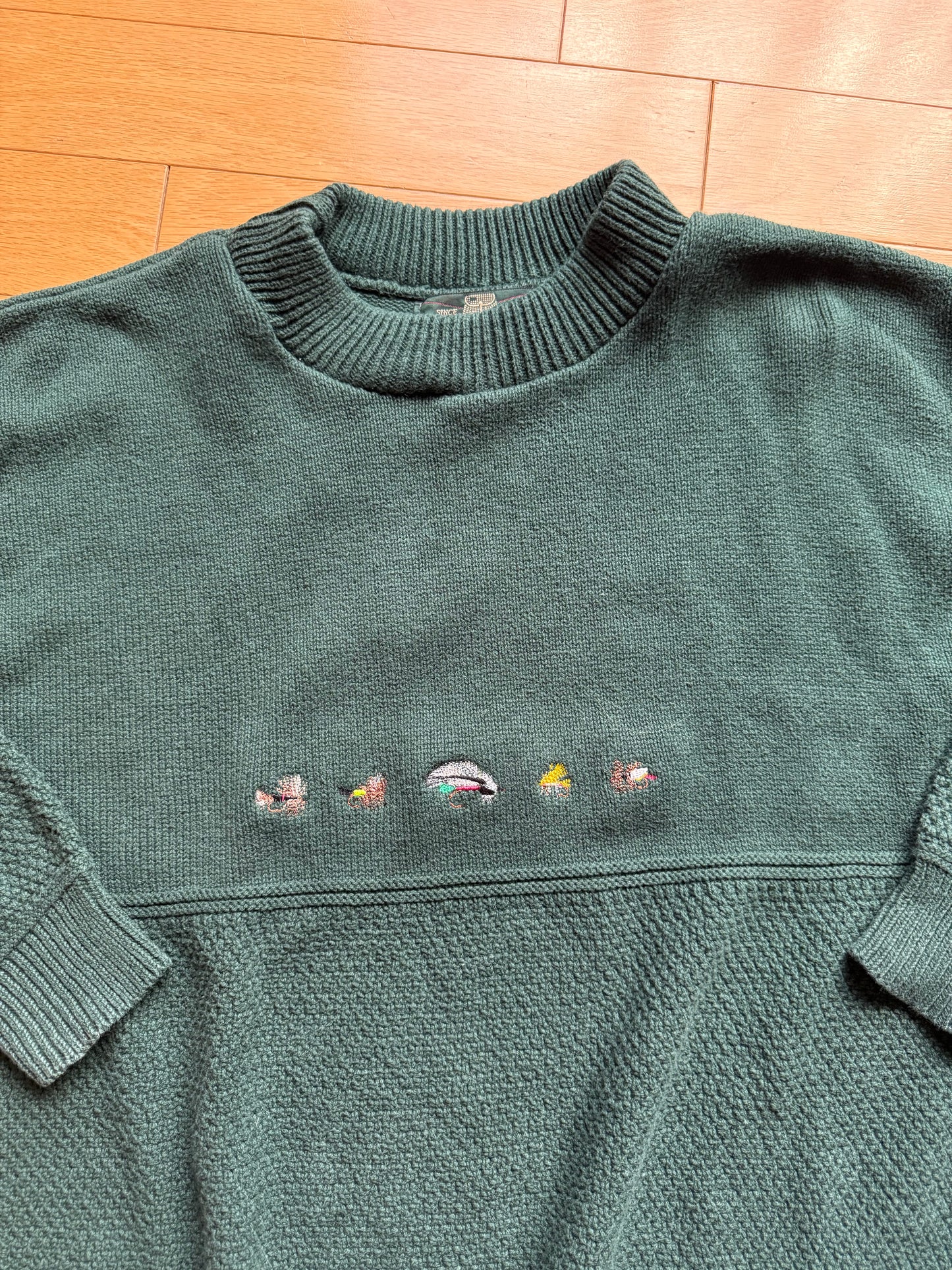 Vintage Orvis Embroidered 5 Fly Sweater