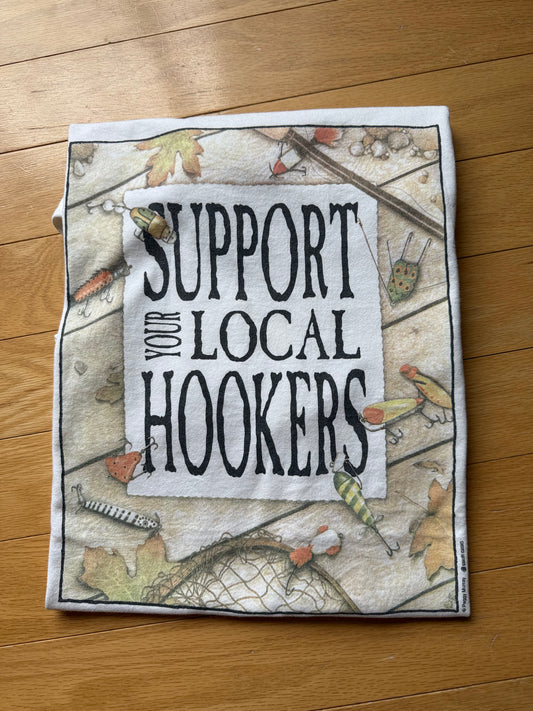 Vintage Peggy Murray Support Your Local Hookers Tee. Size XXL