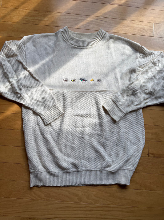 Vintage Orvis Embroidered 5 Fly Sweater