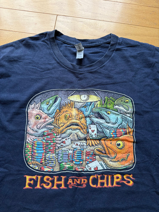 Ray Troll Fish And Chips Tee. Size L