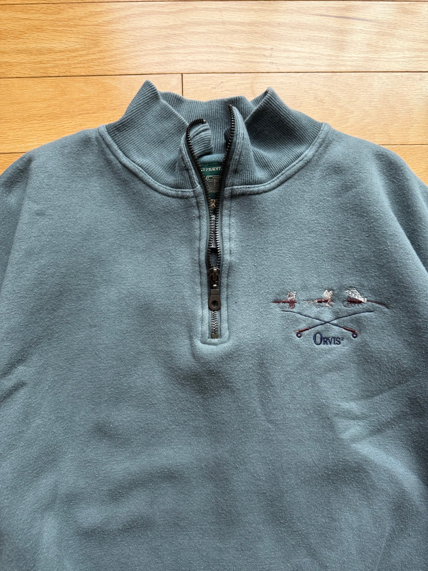 Vintage Orvis Embroidered Flies 1/4-Zip Pullover