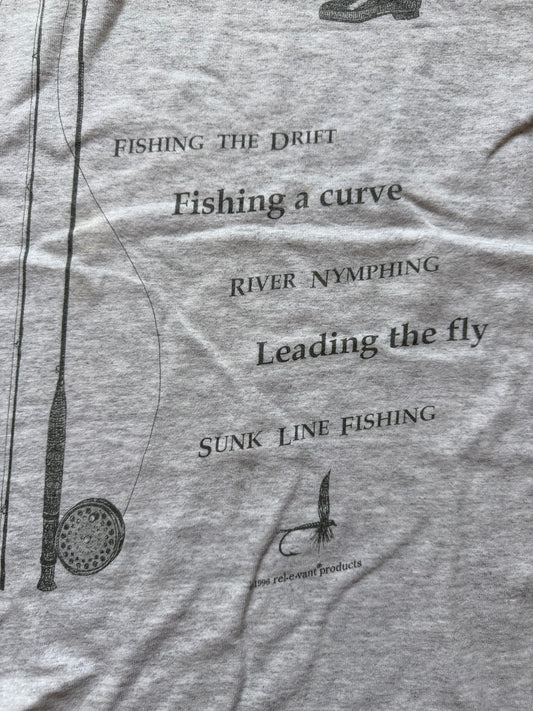 Vintage AOP Fly Fishing Essentials Tee. Size XL