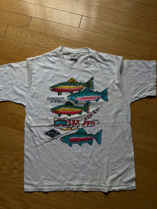 Vintage Harborside Graphics Something Fishy Tee. Size L