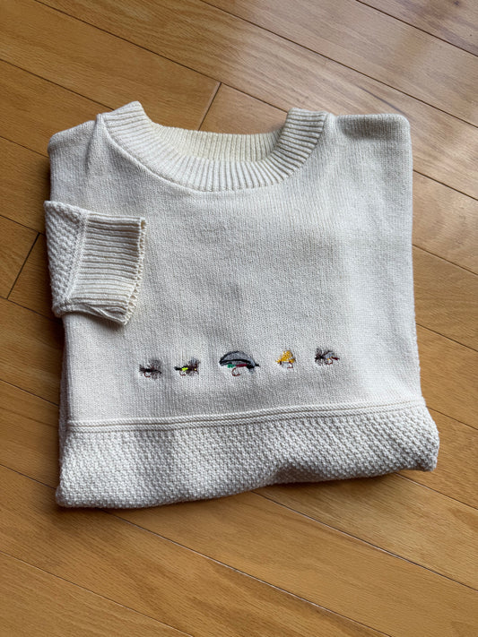 Vintage Orvis Embroidered 5 Fly Sweater