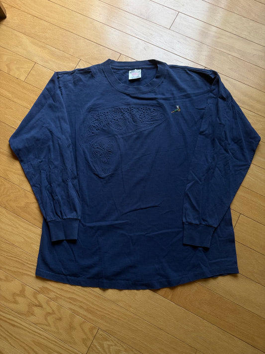 Vintage Debossed Trout Long Sleeve. Size L