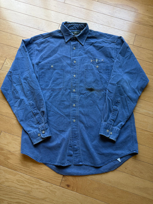 Vintage Orvis Embroidered Flies Denim Shirt. Size M