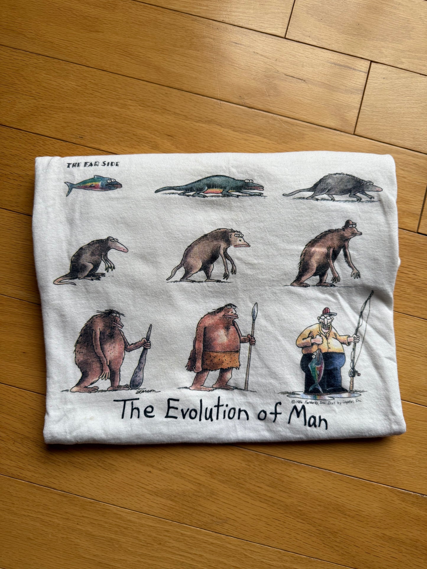 Vintage Far Side Comics The Evolution of Man Tee