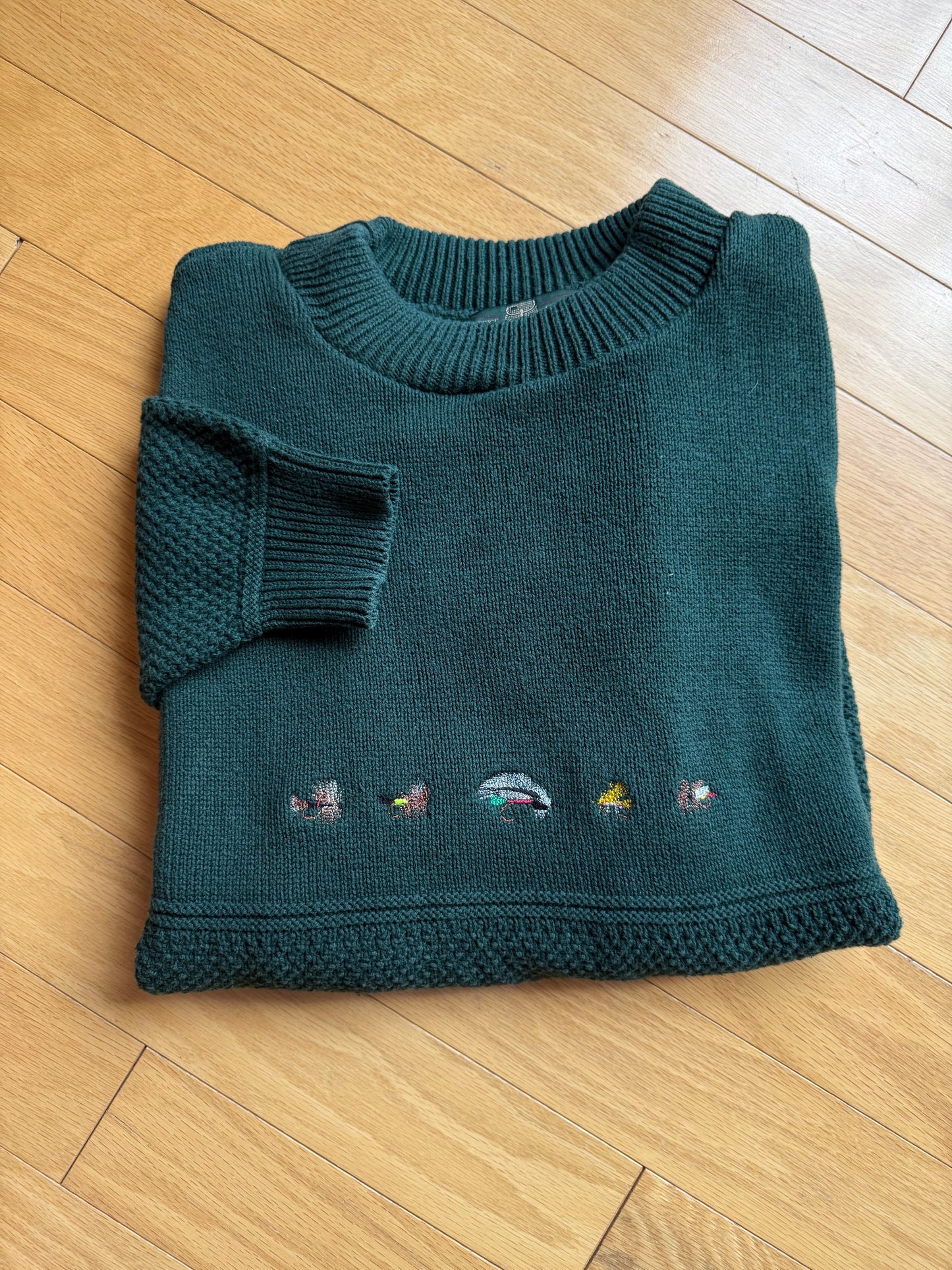 Vintage Orvis Embroidered 5 Fly Sweater