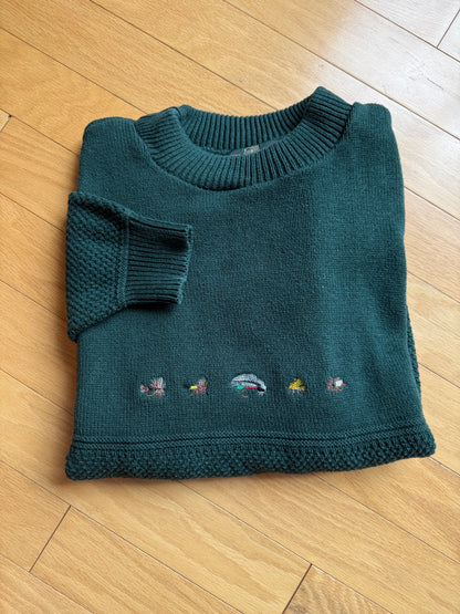 Vintage Orvis Embroidered 5 Fly Sweater