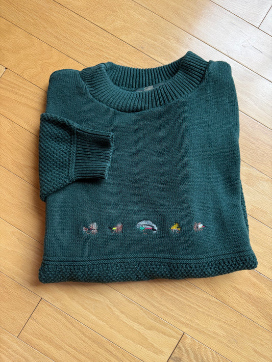 Vintage Orvis Embroidered 5 Fly Sweater