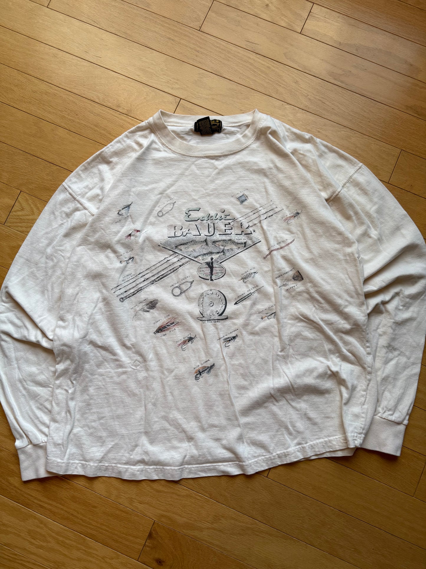 Vintage Eddie Bauer Fly Gear Long Sleeve Tee. Size L