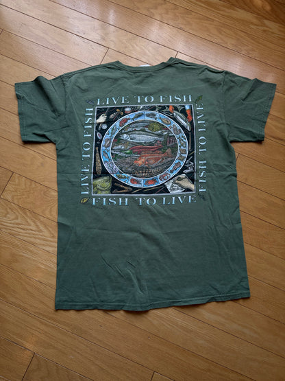 Vintage Ray Troll Fish To Live Live To Fish Tee. Size M