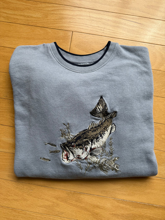 Vintage Embroidered Bass Crew