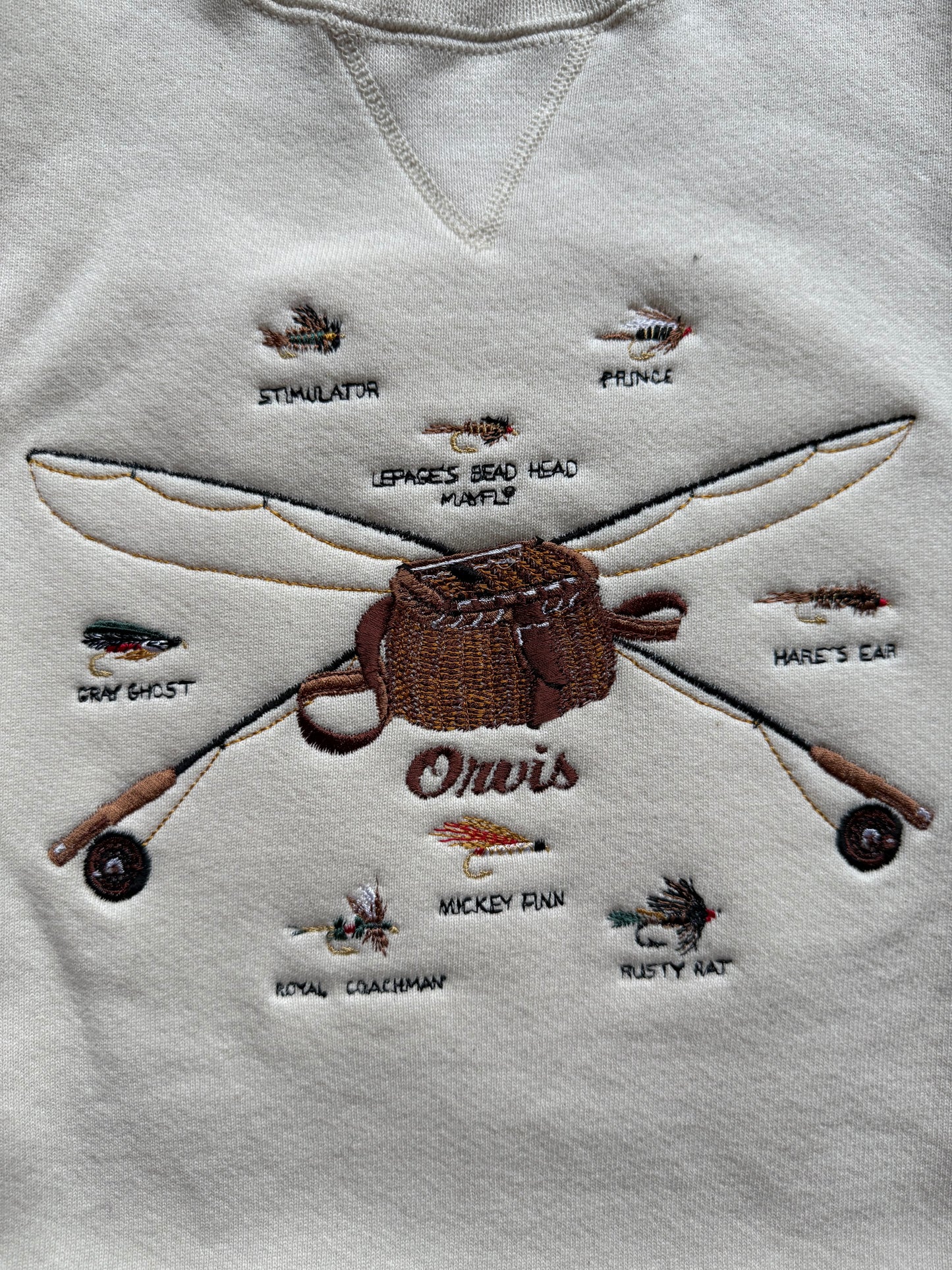 Rare Vintage Orvis Embroidered Fly Gear Sweatshirt