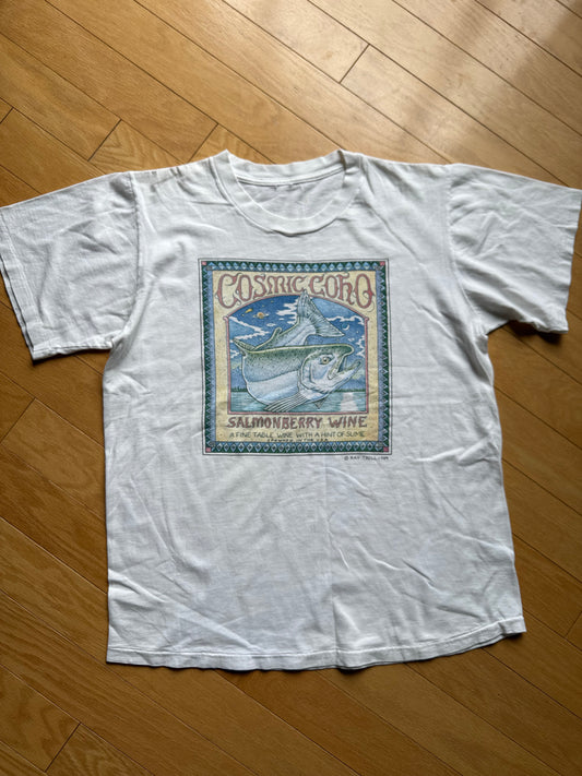 Vintage Ray Troll Cosmic Coho Salmonberry Wine Tee. Size L