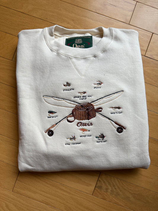 Rare Vintage Orvis Embroidered Fly Gear Sweatshirt