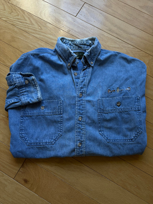 Vintage Orvis Embroidered Denim Shirt. Size M