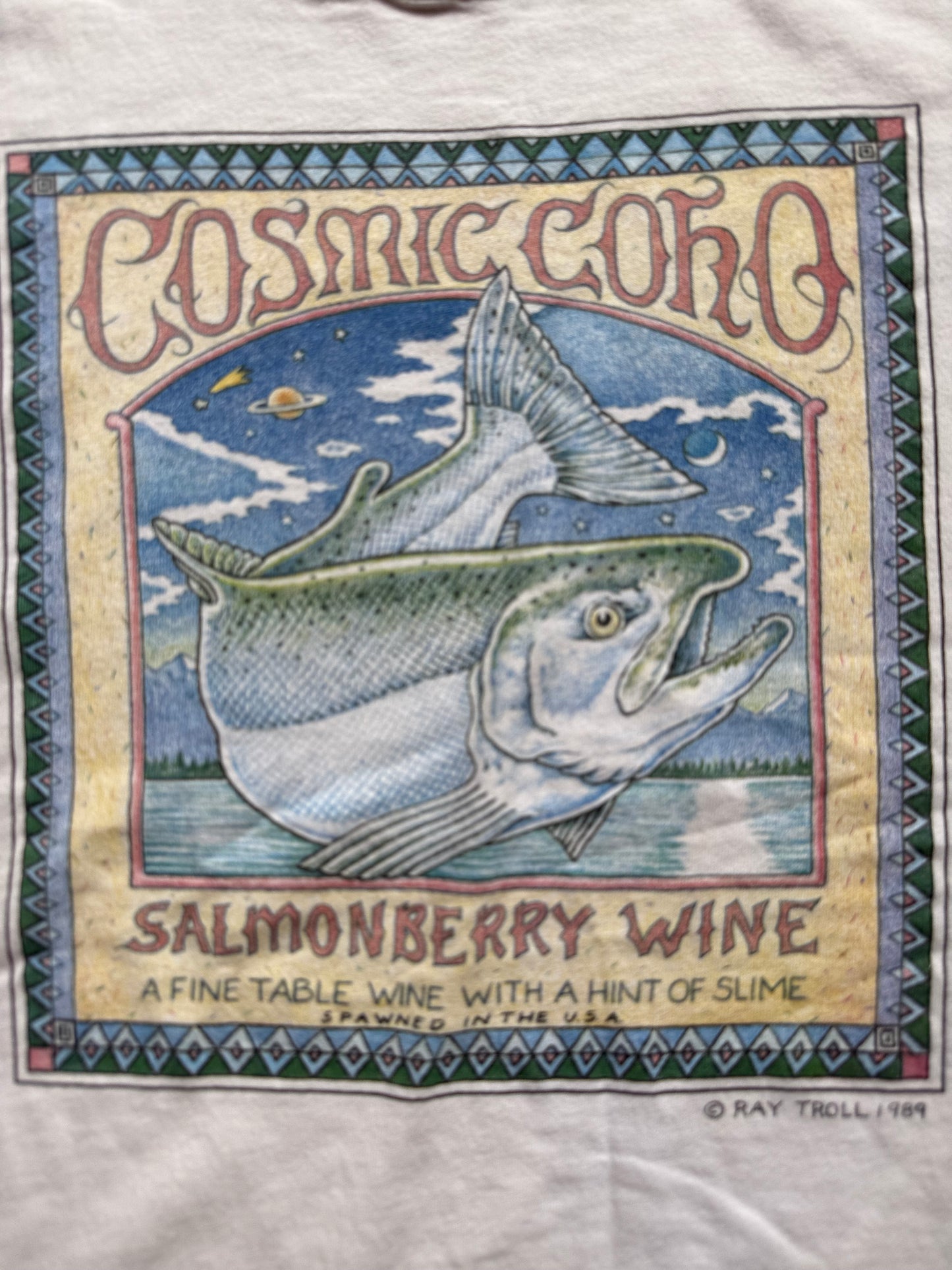 Vintage Ray Troll Cosmic Coho Salmonberry Wine Tee. Size L