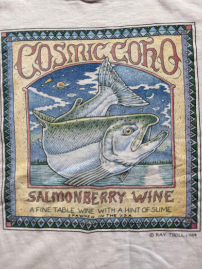 Vintage Ray Troll Cosmic Coho Salmonberry Wine Tee. Size L
