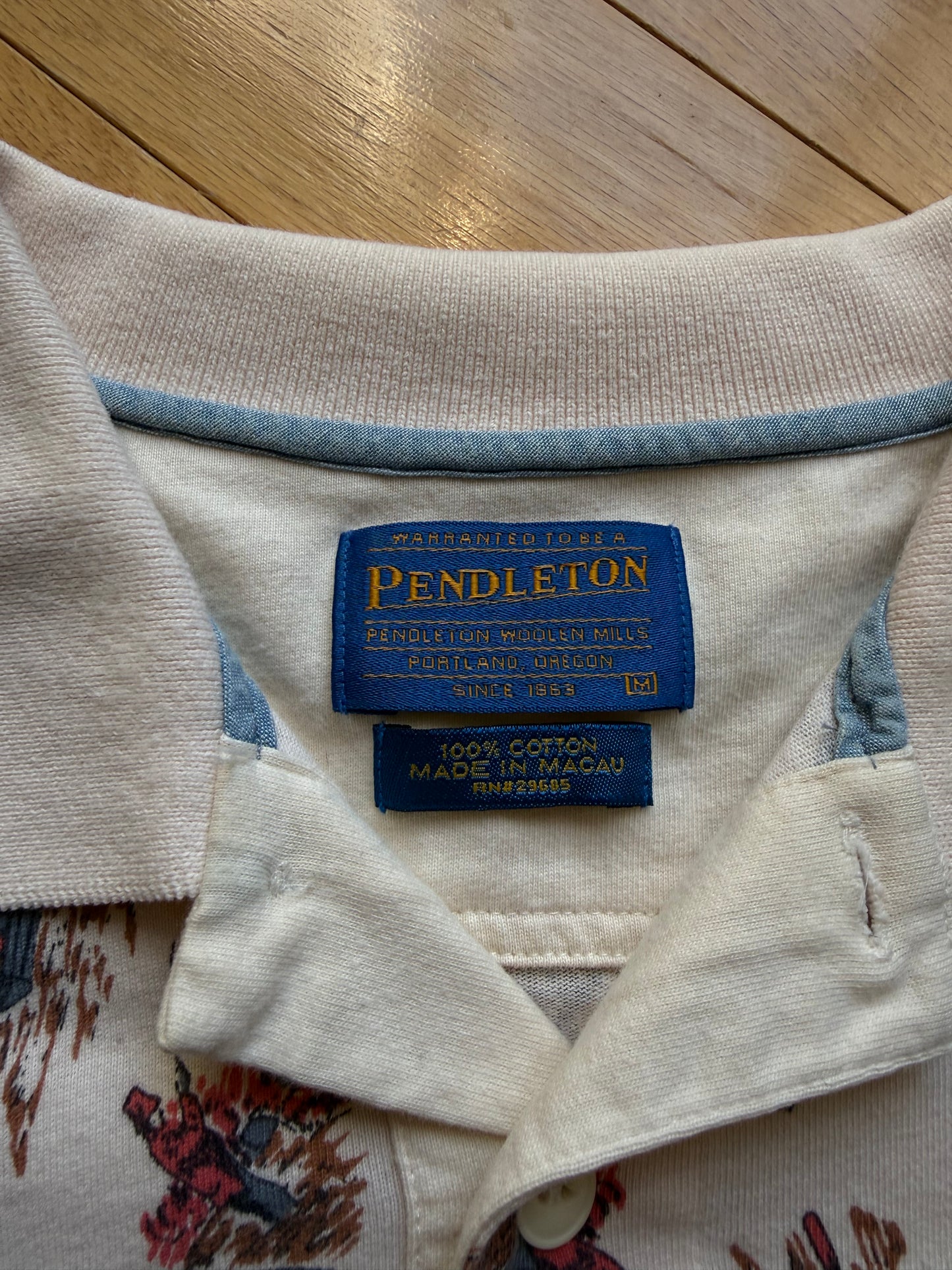 Vintage Pendleton Fisherman Print Polo. Size M