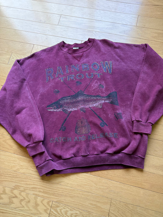 Vintage Rainow Trout Catch & Release Crewneck. Size XXL
