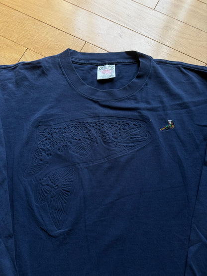 Vintage Debossed Trout Long Sleeve. Size L