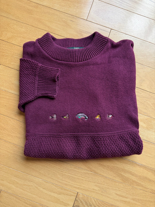 Vintage Orvis Embroidered 5 Fly Sweater