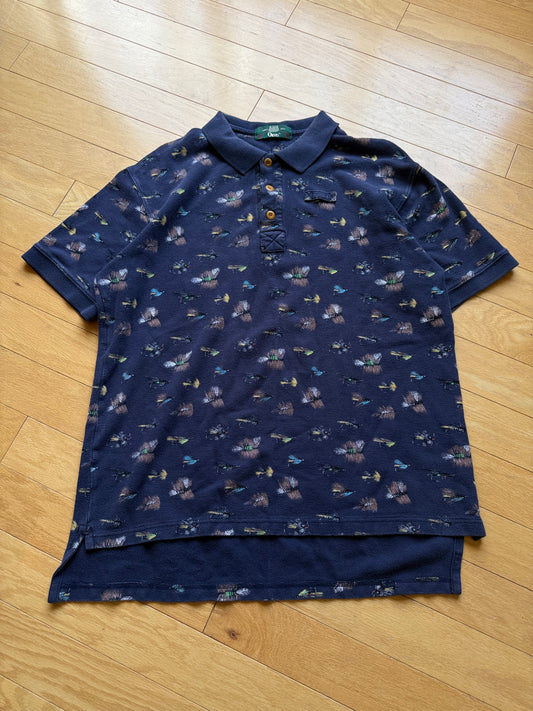 Vintage Orvis Fly Pattern Polo. Size L