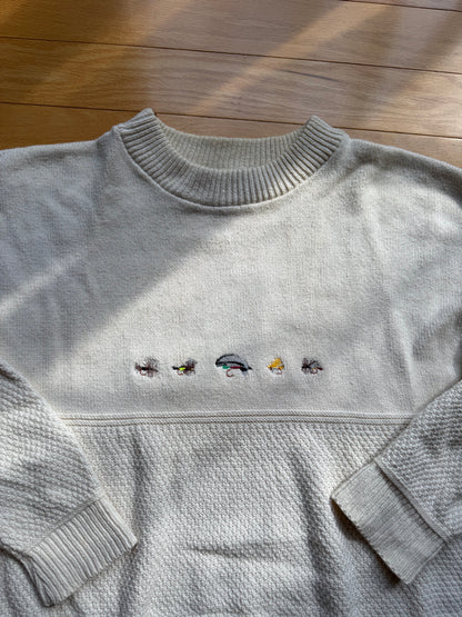 Vintage Orvis Embroidered 5 Fly Sweater