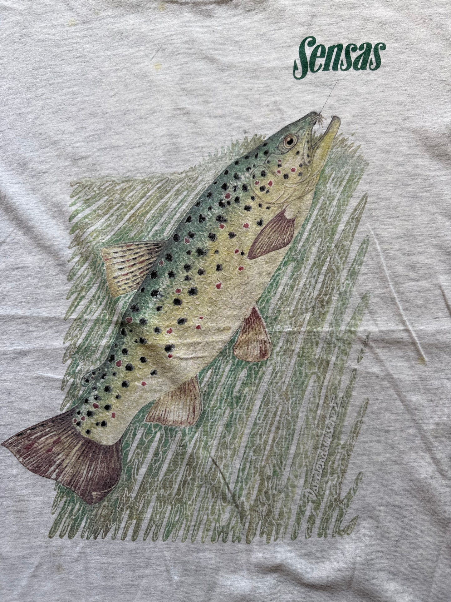 Vintage Sensas Rainbow Trout Tee. Size L