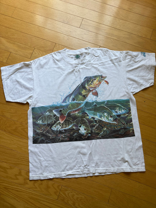 Vintage Environmental Artwear North American Bass Tee. Size XL