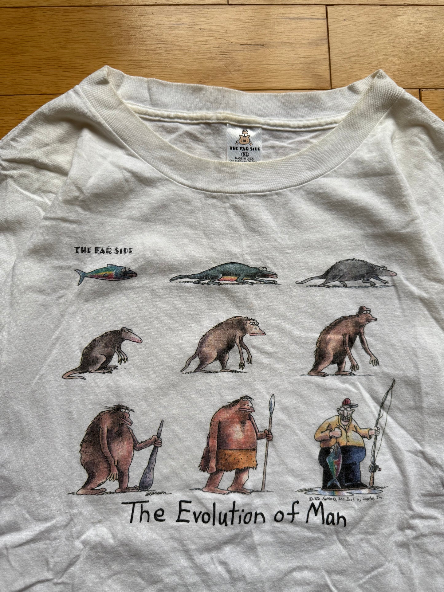 Vintage Far Side Comics The Evolution of Man Tee