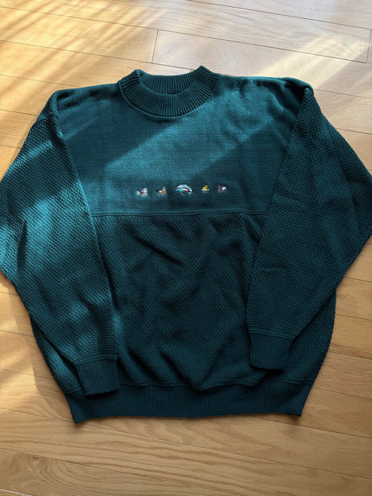 Vintage Orvis Embroidered 5 Fly Sweater