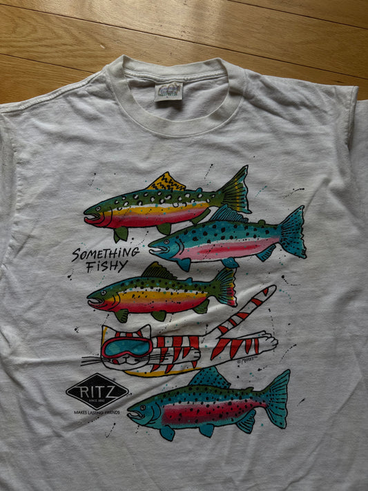 Vintage Harborside Graphics Something Fishy Tee. Size L