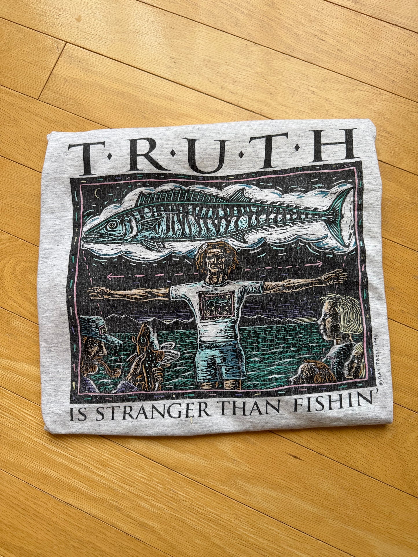 Vintage Ray Troll Truth Is Stranger Than Fishin Tee. Size XXL