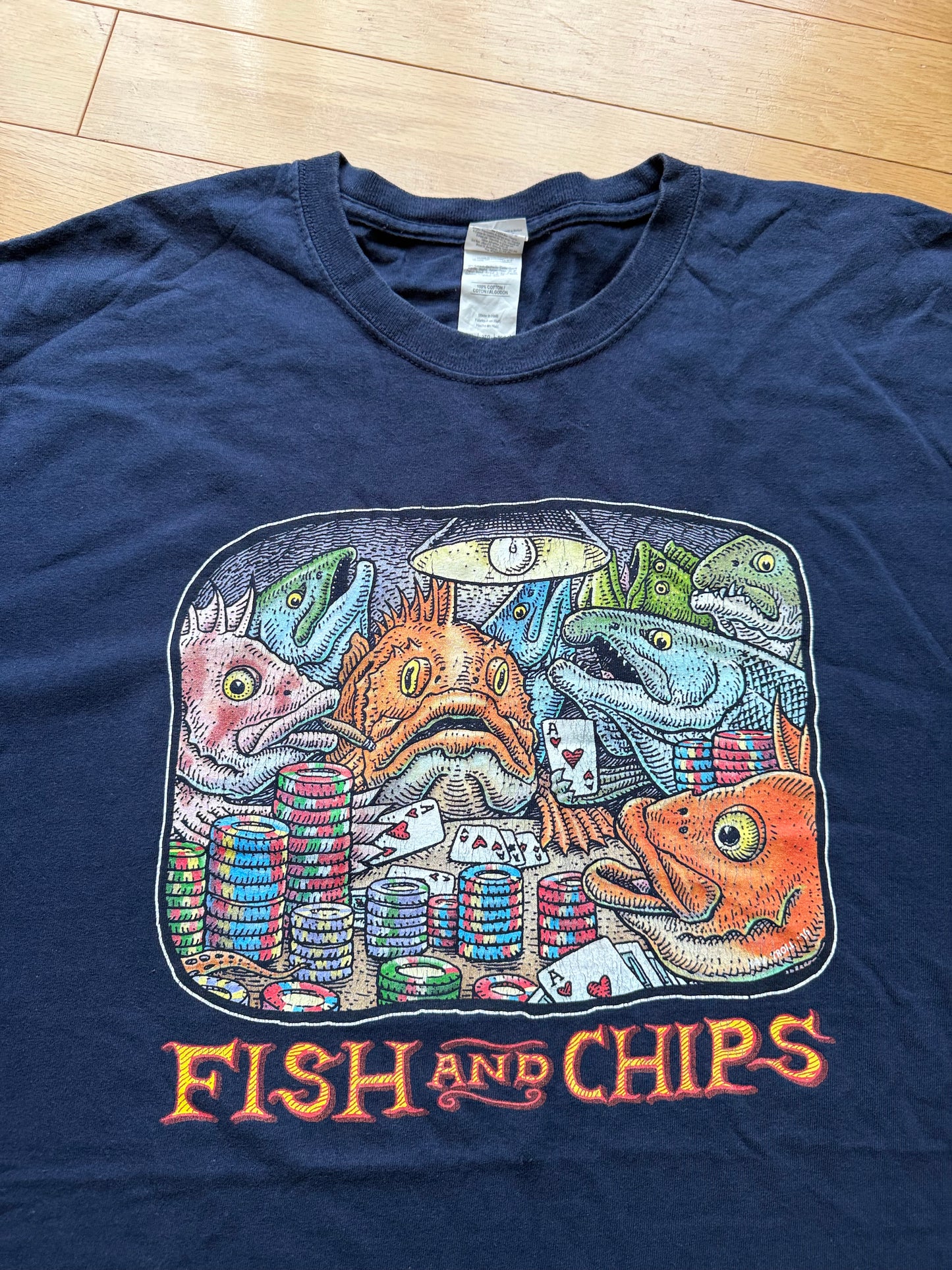 Ray Troll Fish And Chips Tee. Size XXL
