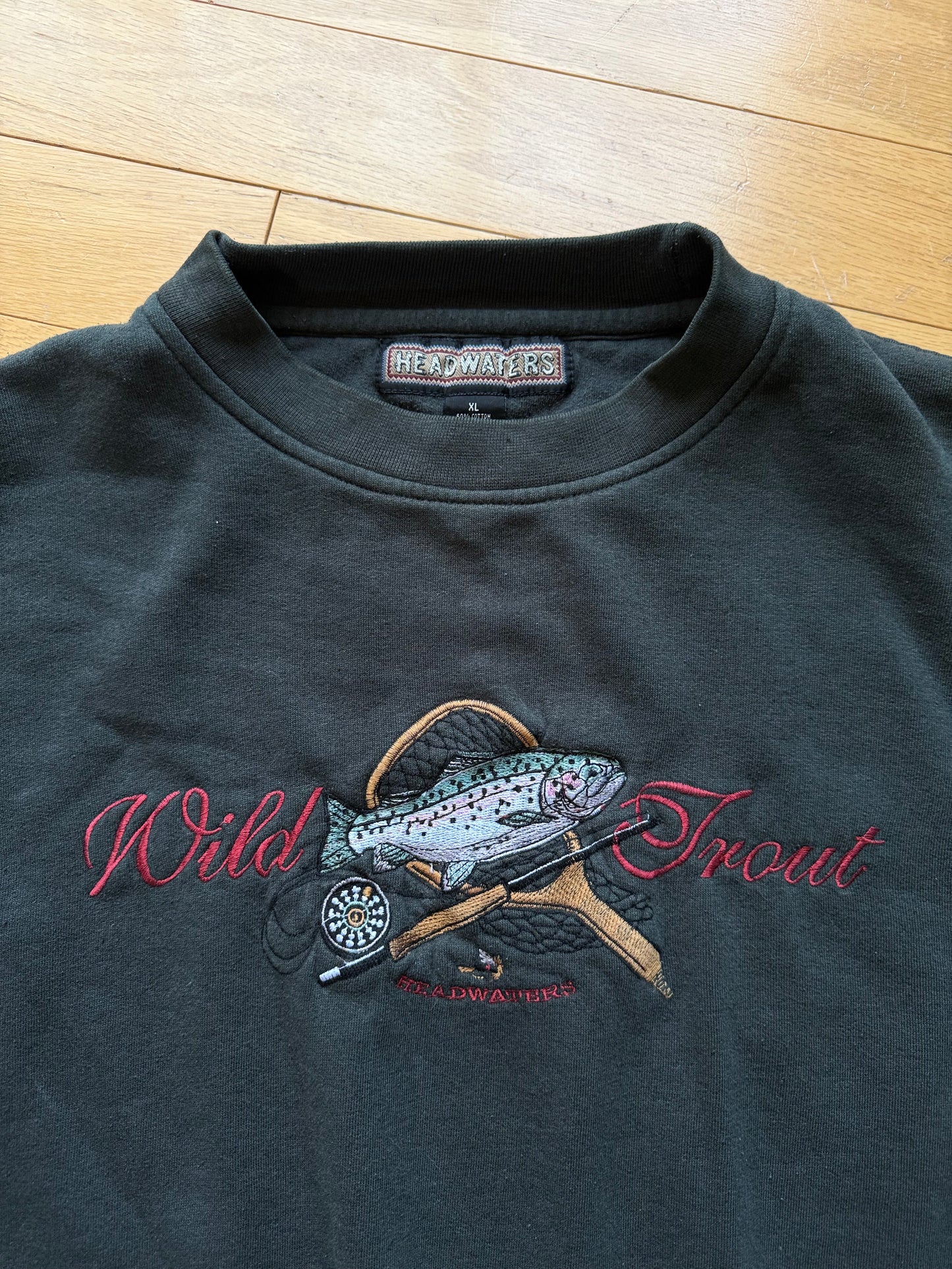 Vintage Headwaters Wild Trout Crewneck. Size XL