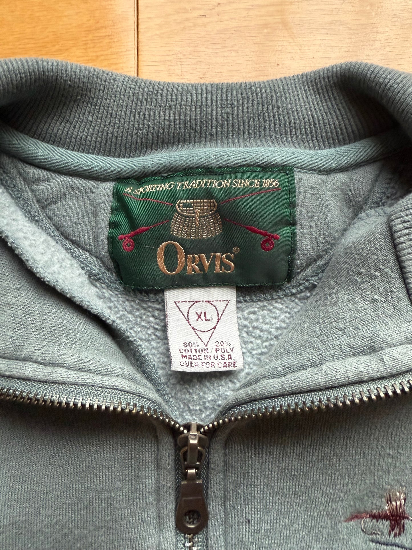 Vintage Orvis Embroidered Flies 1/4-Zip Pullover