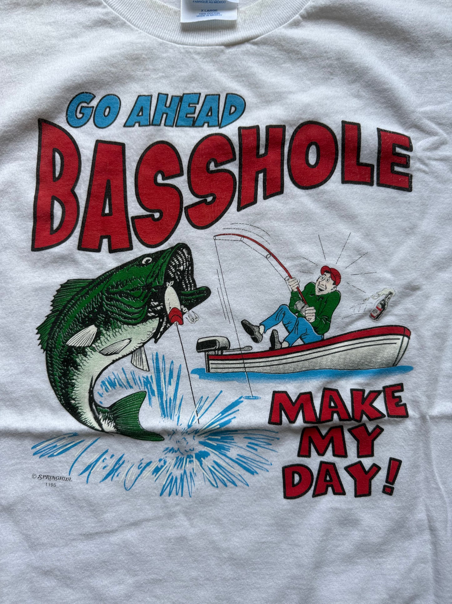 Vintage Go Ahead Basshole Tee. Size XL
