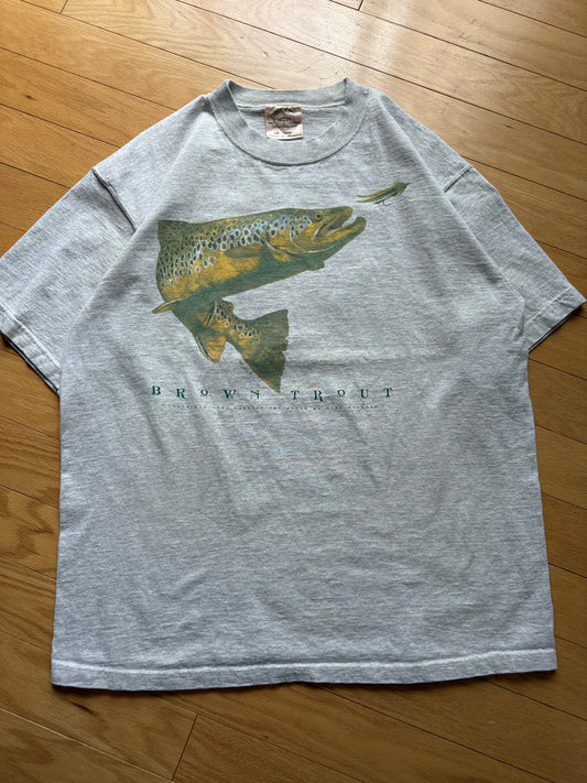 Vintage Wasatch Dry Goods Brown Trout Tee. Size L