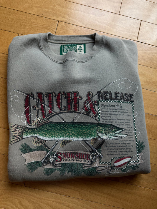 Vintage Snowshoe Thompson Northern Pike Crewneck