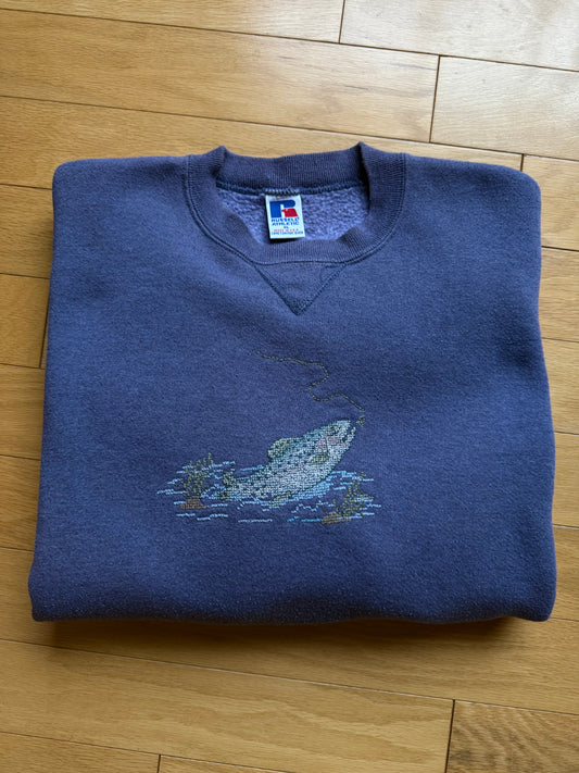Vintage Russel Stitched Rainbow Trout Crewneck