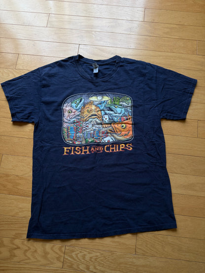 Ray Troll Fish And Chips Tee. Size L