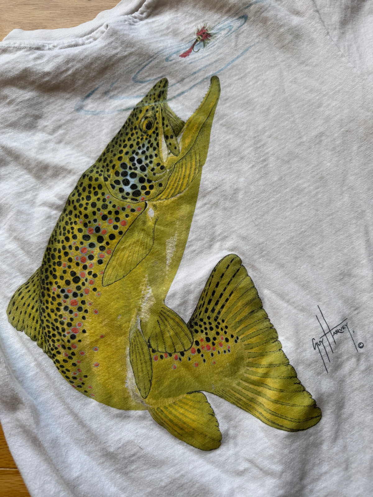 Vintage Guy Harvey Brown Trout Tee. Size M
