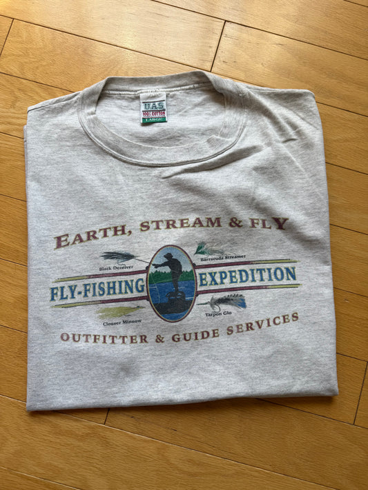Vintage Earth, Stream & Fly Tee. Size L